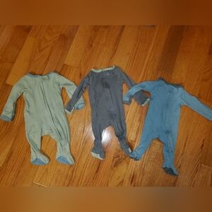 Cloud Island Newborn Cotton Footies - Green, Gray, Blue